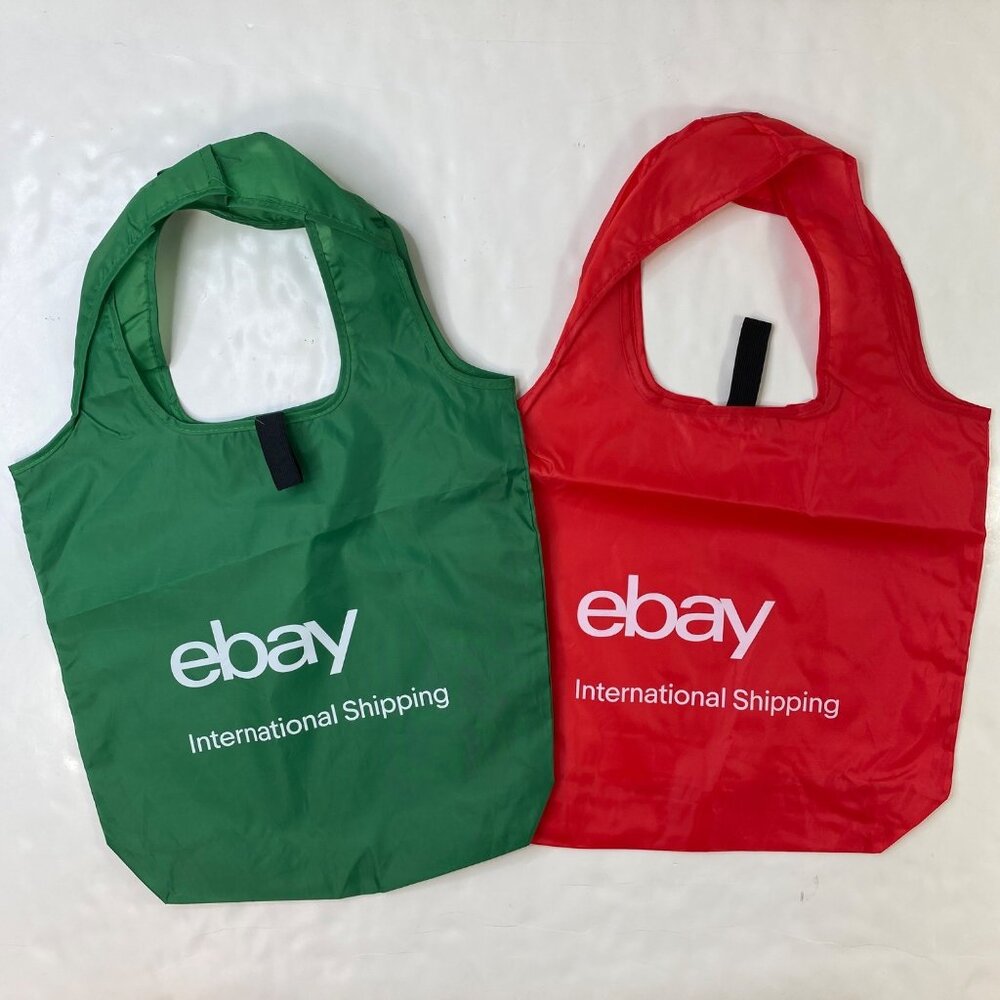 Red & Green eBay International Shipping Reusable Tote Bags  Set Of 2